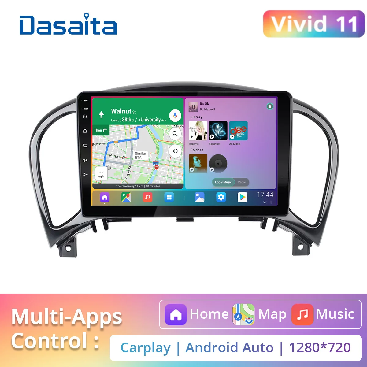 

Dasaita Vivid For nissan juke 2015 Car Radio Android GPS Navigation Carplay Auto Video Stereo 1280*720