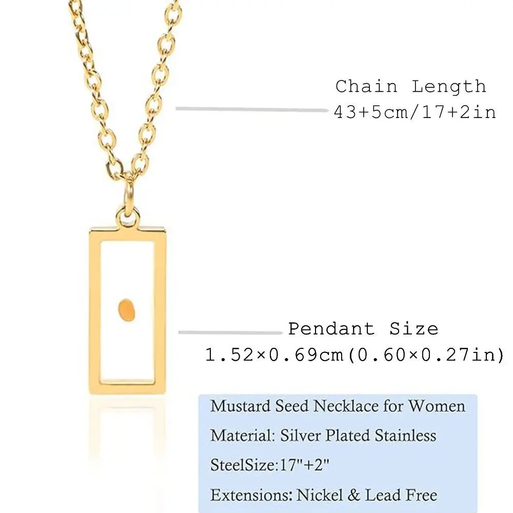 Christian Gift Mustard Seed Necklace Gold Color Stainless Steel Pendant Necklace Silver Color the Seed of Faith Chain Necklace