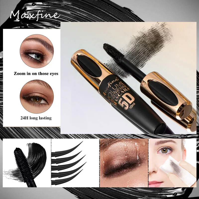 5D Silk Mascara with Big Eyes, Strong and Lasting Black Content and Length, Waterproof and Non-caking, and Prolonged Mascara. 3