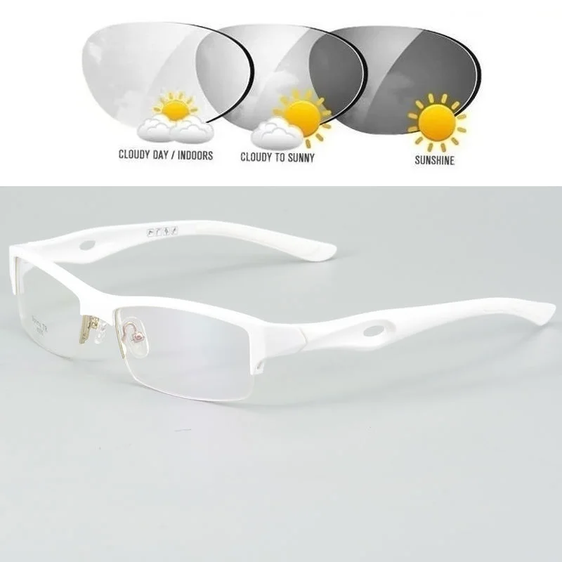 

Cubojue White Myopia Glasses Photochromic Transition -100 -200 -250 -300 Eyeglasses Frames Male Women Sport Glasses Men TR90