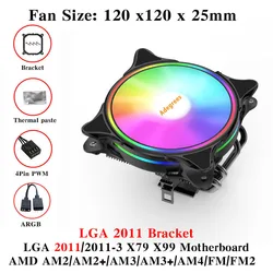 Advanced 4 Heatpipe CPU Cooler with 120MM PWM ARGB Fan (Transparent)