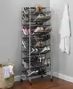 10 Tier 60 Pair Metal and Mesh Rolling Shoe Rack 3