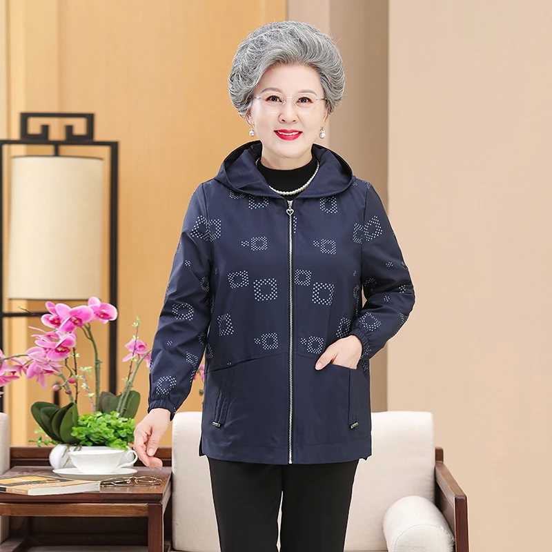 

Middle Aged and Elderly Women's Jacket, Large Size Coat, Elegant Grandma's Coat, Cardigan Tops, 5XL, New, Spring, Autumn