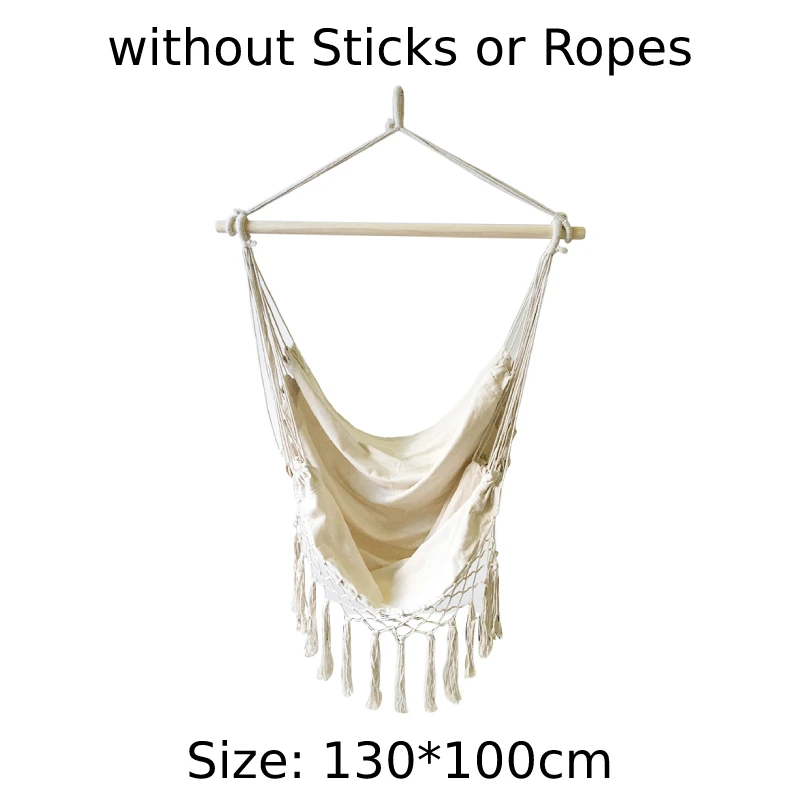 Tassels Hammock Boho Style Brazilian Macrame Fringed Deluxe Double Hammock Net Cotton Swing Chair Hanging Bed 