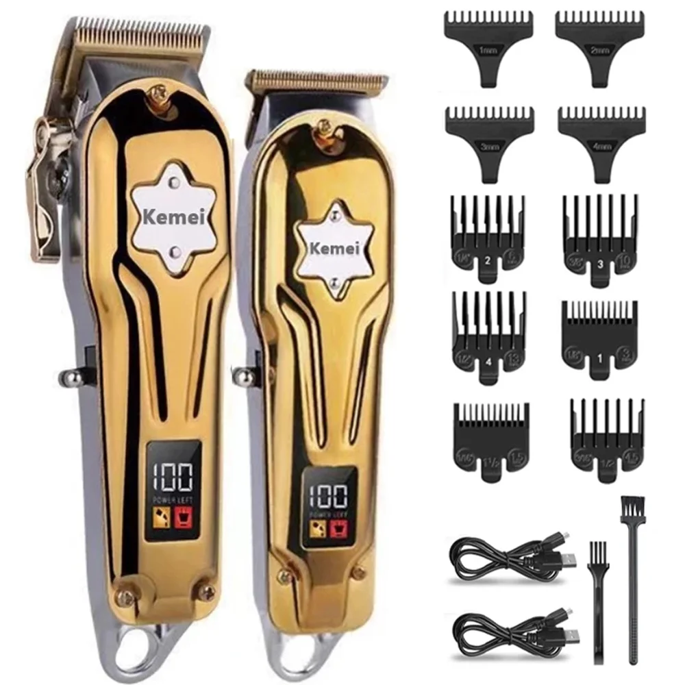 Original de Metal Completo Barbeiro Loja Definir Profissional Máquina Cortar Cabelo Homens Barba Elétrica Aparador Recarregável Corte 1 Computers & Electronics