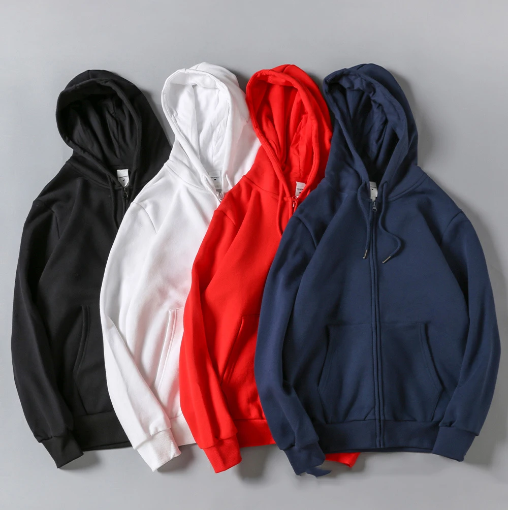 customized LOGO spring and autumn Joker young men's and women's solid zipper cardigan fleece hoodie jacket women coat