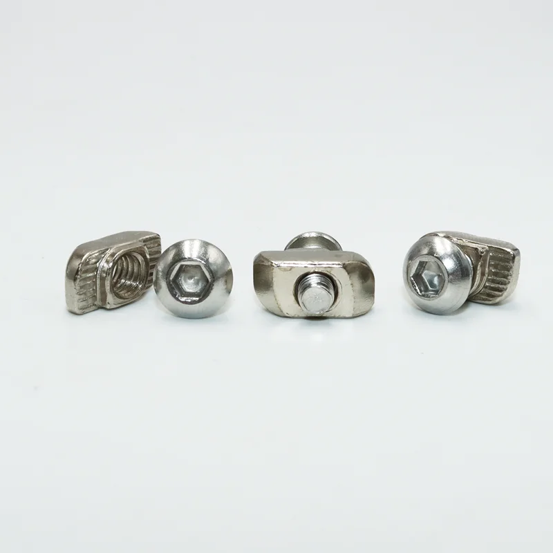 Stainless Steel M3 M4 M5 M6 Hex Button Head Screw and T-nut Set Hammer Drop In T Ship Sliding Nut 20 30 40 EU Aluminum Extrusion
