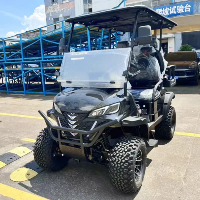 CE 2+2인승 장거리 4륜 디스크 브레이크 클럽 리튬 전기 골프 카트 접이식 좌석 대형 수납함 포함