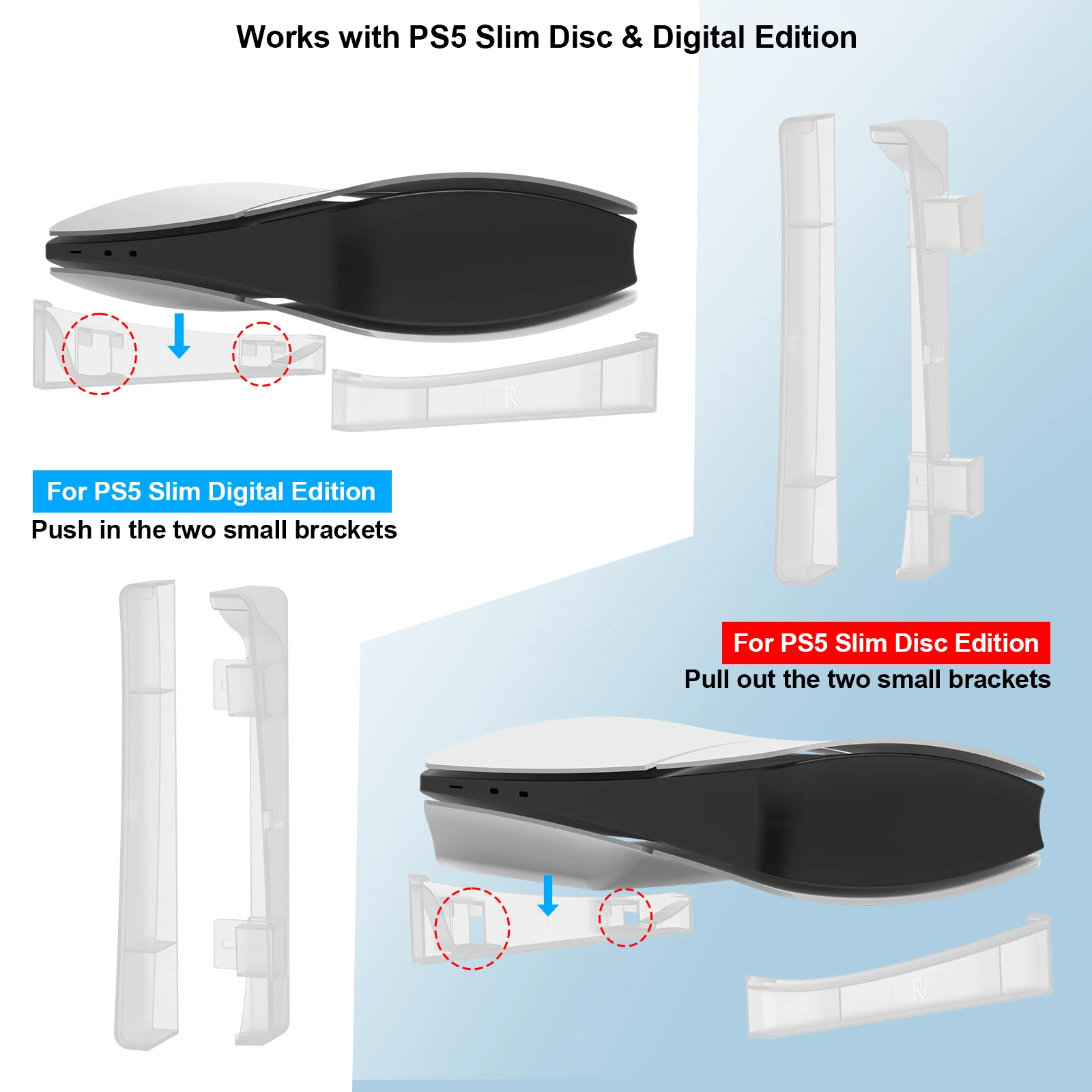 Holder For Ps5 slim Host Horizontal Display Stand For Ps 5 slim Console Host Display transparently Holder  Accessories - 4
