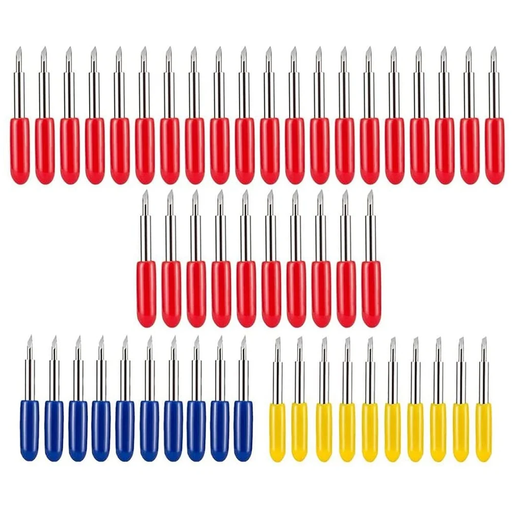 

30/45/60 Degree Vinyl Cutter Blades, 50Pcs Tungsten Steel Lettering Cutting Blades for Cutting Plotter Air/Air 2