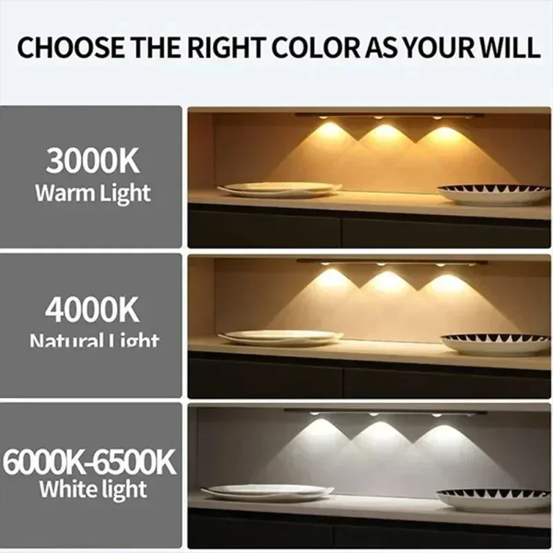 LED Night Light Motion Sensor Wireless Ultra Thin Wine Cooler Light 3 Color For Kitchen Cabinet Bedroom Wardrobe Indoor Lighting