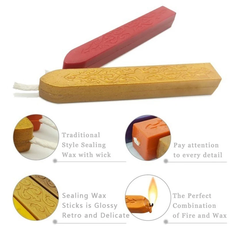 Wax Seal Sticks with Wick for Postage Letter Retro Vintage Seal Stamp