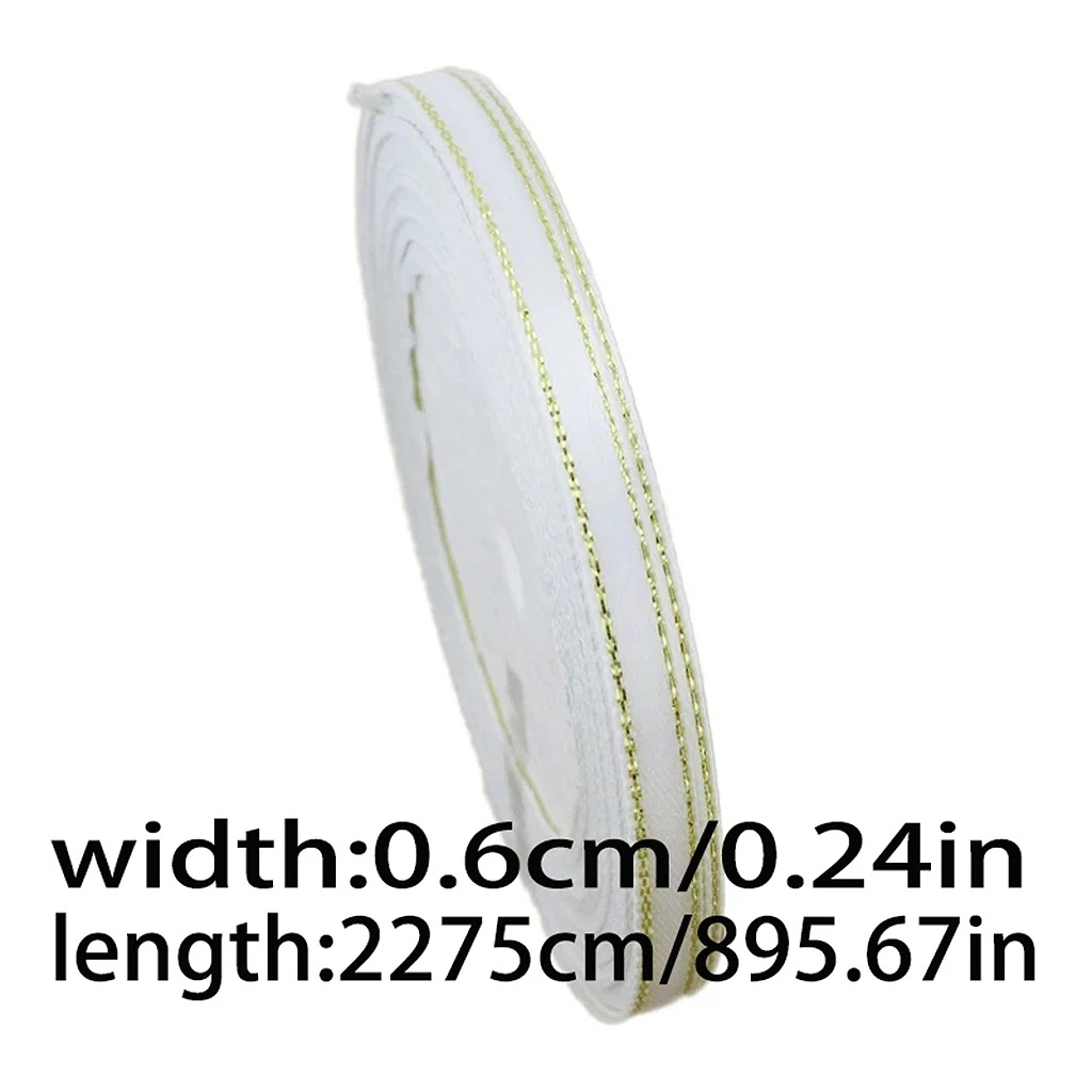 Luxurious Gold Edge Satin Ribbon - High-Quality Gift Packaging, Multiple Widths Available