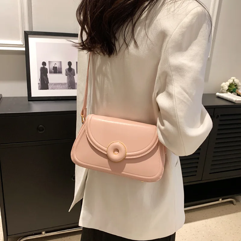 Casual Women's Bag Fashion 2023 New Texted Square Bag Solid Color Popular Shoulder Bag PU Leather Handbag Shoulder Bags Flap Bag