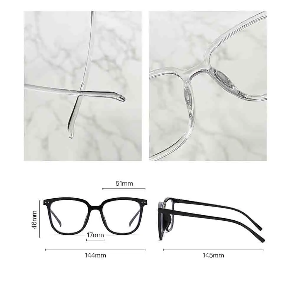 Transparent Anti Blue Light Blocking Glasses Frame for Women and Men