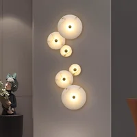 MEDIAN Wall Lamp Round Shape Gold Natural LED marble lamp For Living Room Bedroom Aisle Tv Background house interior decor light