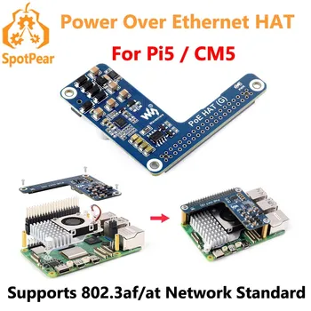 Waveshare Raspberry Pi5 PoE HAT Power Over Ethernet HAT (G) Supports 802.3af/at Network Standard For Pi 5 / CM 5 1