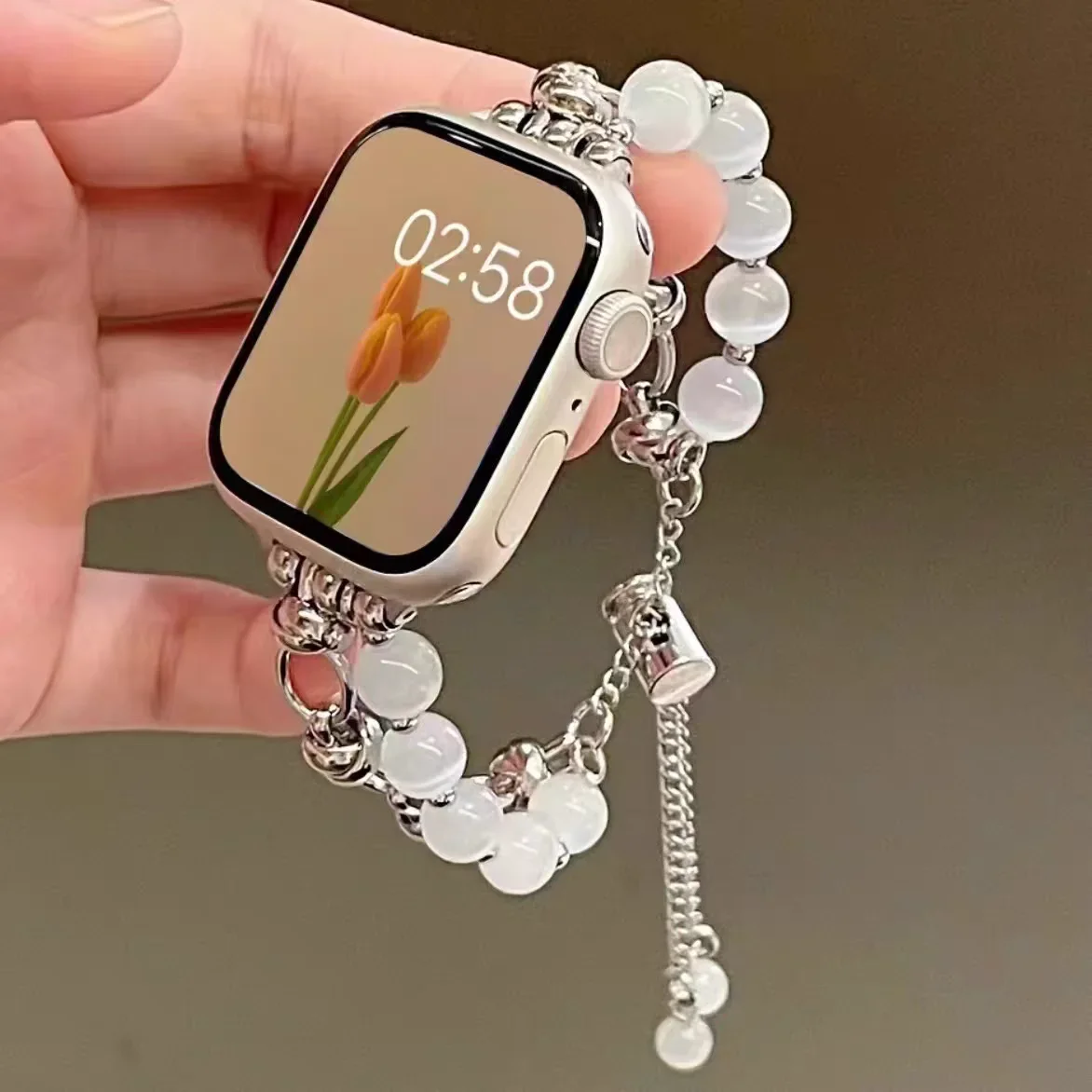 รูปสินค้า ลูกปัดโลหะ ดีไซน์สวย สำหรับ Apple Watch Band