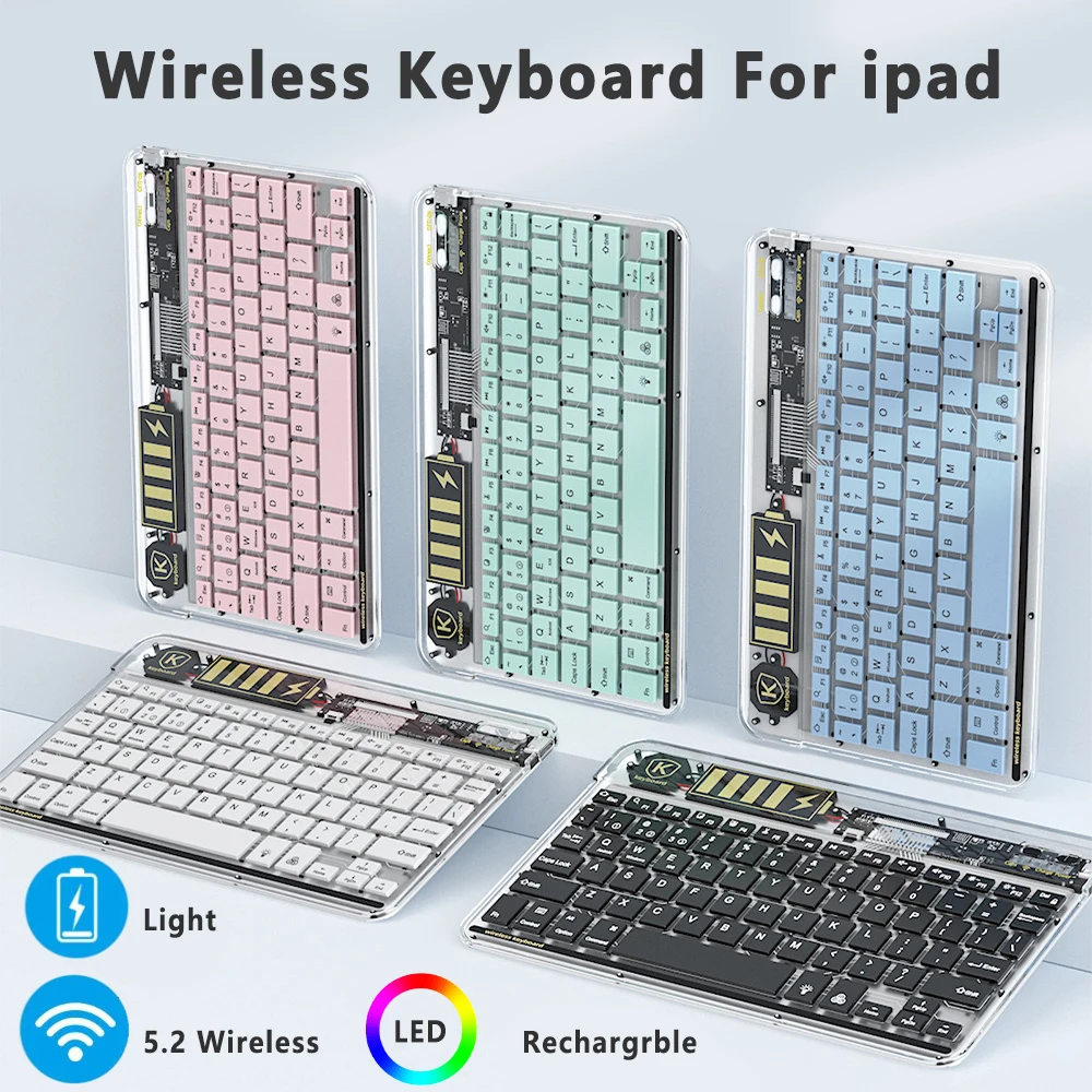 Tastiera Bluetooth, Connessione Stabile Multi Dispositivo Tastiera Ricaricabile Ultra-Sottile Bluetooth Per Ipad, Iphone, Mac, Pc, Windows