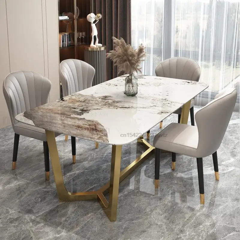 79 Inch Wooden Base Marble Top Dining Table With Chairs In, 43 OFF