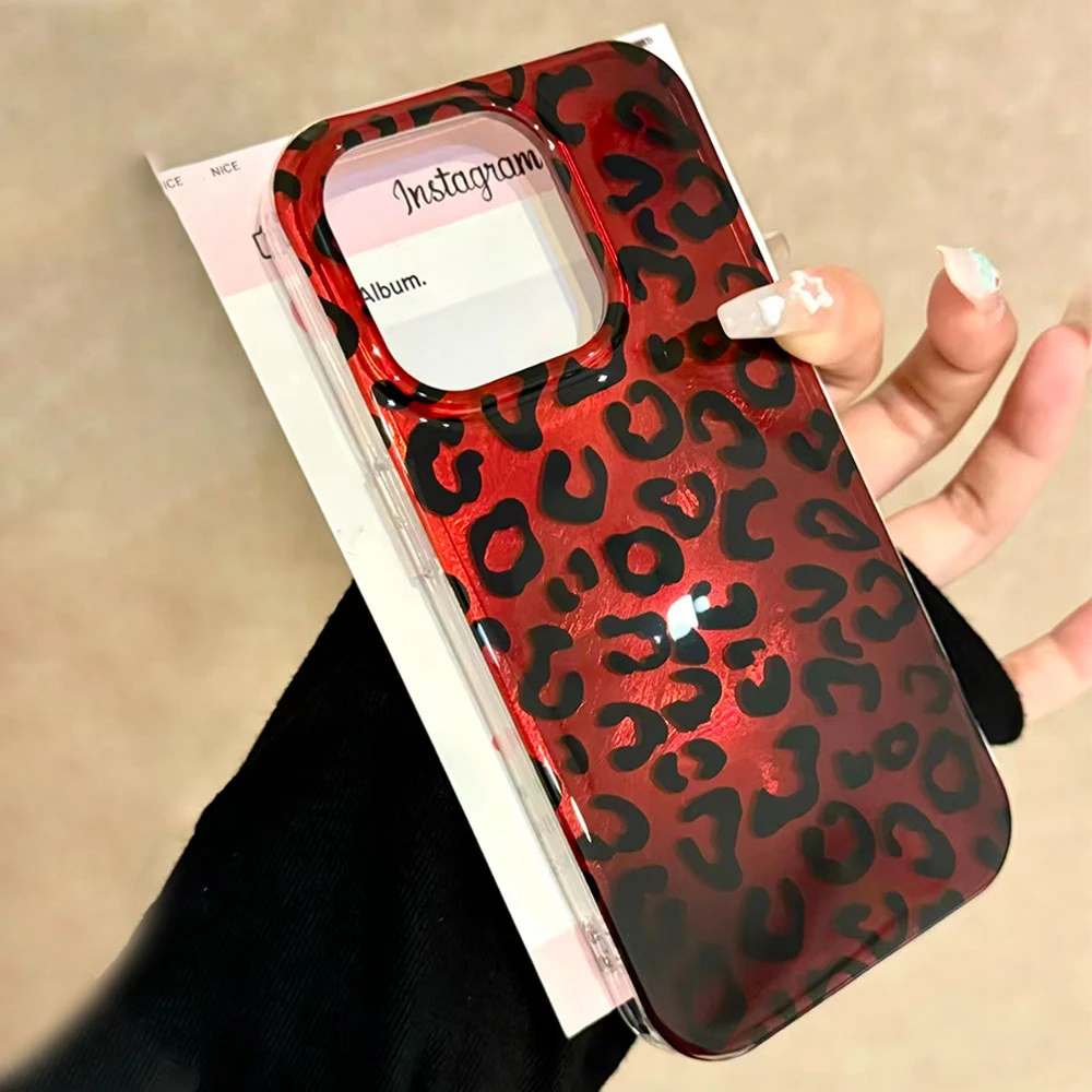 Vintage Red Leopard TPU Phone Case Cover