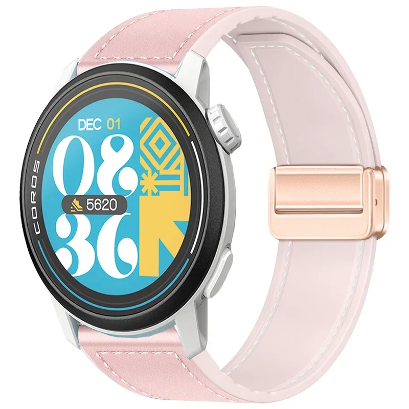 Premium Hybrid Silicone-Leather Strap with Magnetic Buckle, 20mm/22mm