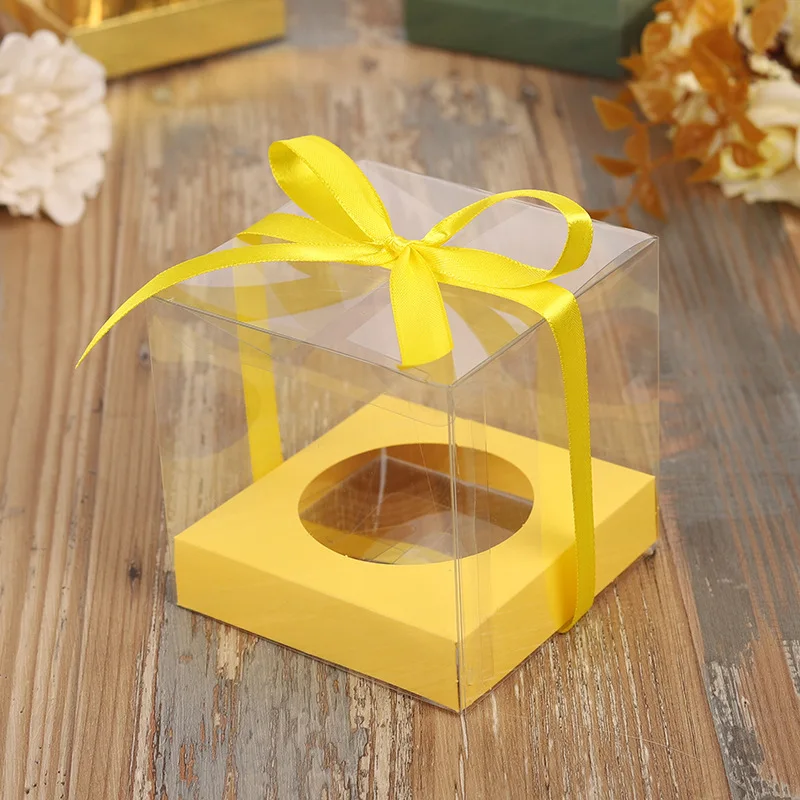 12Pcs Gold and Silver Clear Plastic Cupcake Packaging Boxes, Cake Favor Containers, Tra... - SKU PCPB1722 - UGI Packaging