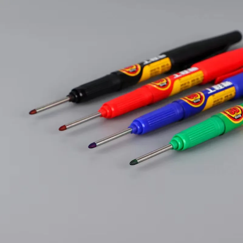 4 색 30Mm 긴 머리 마킹 펜 블랙 레드 블루 그린 잉크 목공 다목적 마킹 펜 방수 마킹 도구