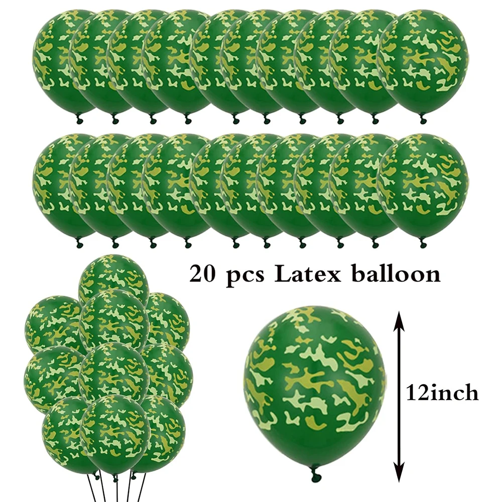 Armee Camouflage Party Folie Tank Flugzeug Ballon Camo Latex Ballon Banner Kuchen Topper für Jungen Militär Geburtstag Dekorationen Spielzeug – Detail 5