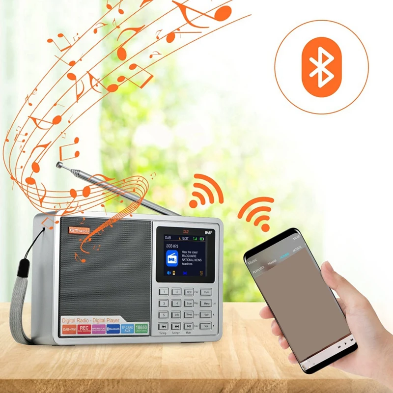 FM Radio Module GTMEDIA D2 Portable Radio FM/DAB+ Digital Radio With RDS, 2.4" LCD Display, 60 Preset Stations, Enhanced Reception