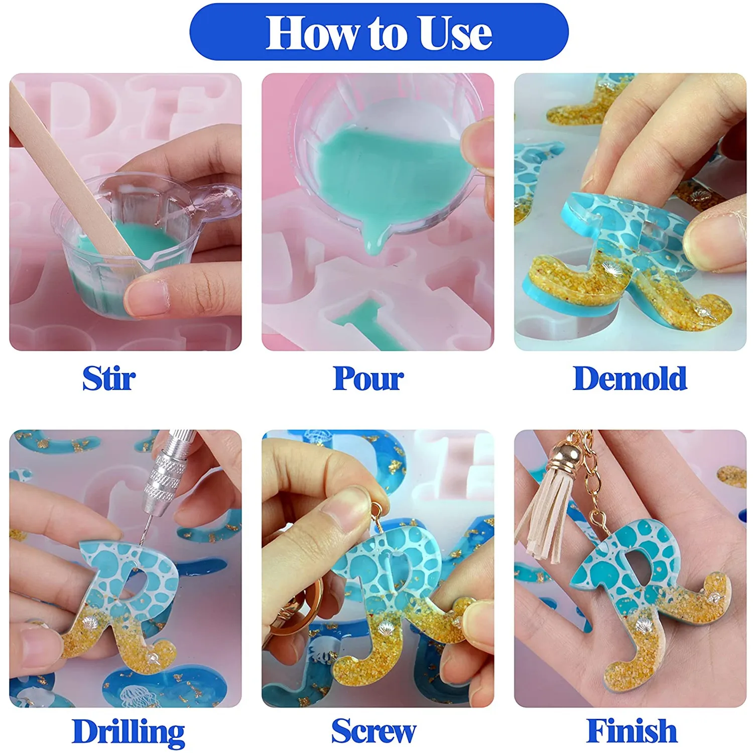 6 Stampi In Silicone Per Colata Resina – Forme Geometriche, Per Gioielli, Sottobicchieri E Decorazioni Fai Da Te - 3