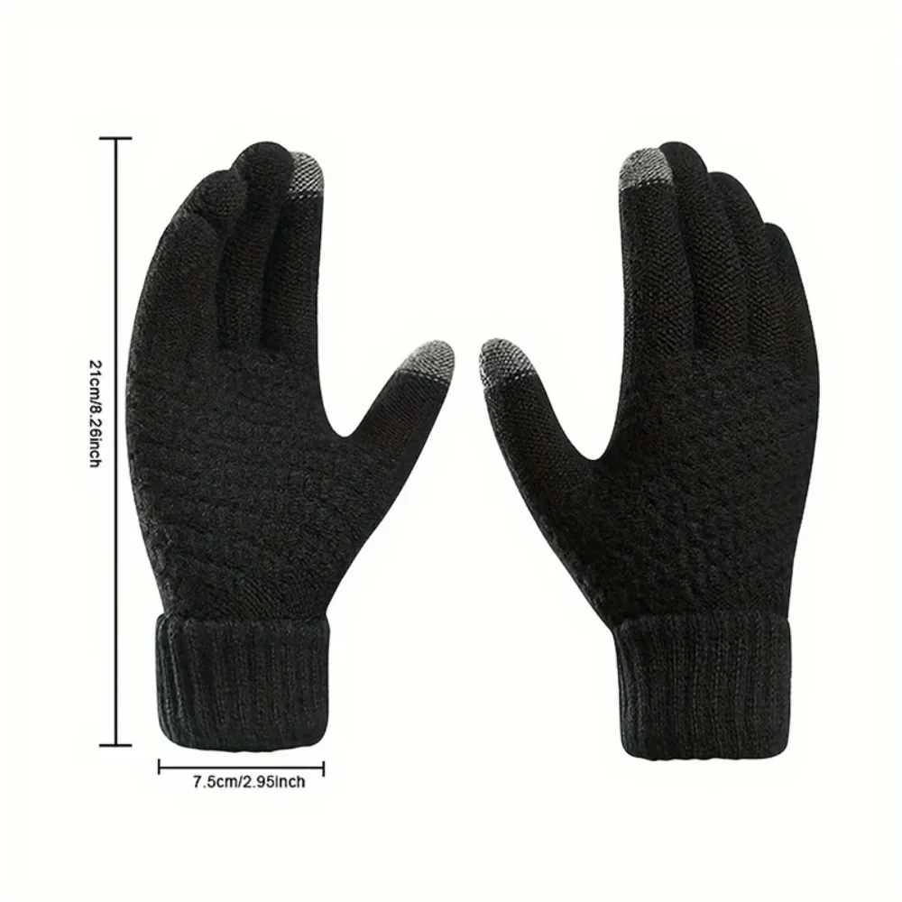 Winter Gloves Men's and Women's Minimalist Knitted Mobile Touch Screen Operation Thick and Warm Outdoor