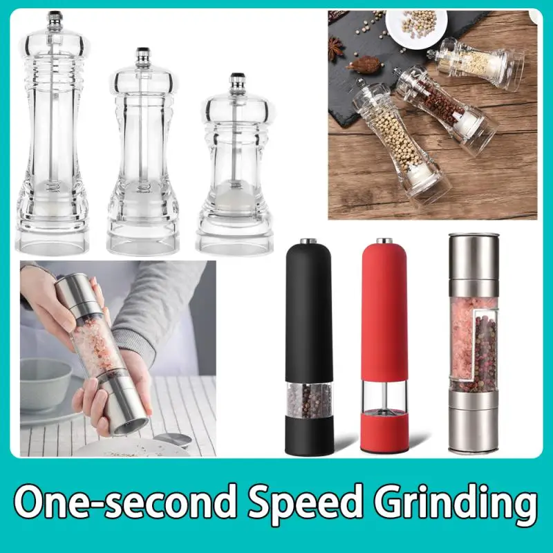 

Pepper Grinder- Acrylic Salt and Pepper Shakers Adjustable Coarseness by Ceramic Rotor kitchen accessories