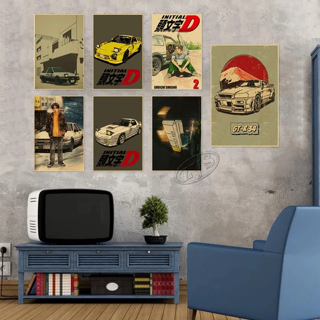 Em promoção! Japonês De Corrida Anime Initial D Cartazes Fãs Coleção De  Arte De Pintura De Casa, Quarto De Loja De Decoração Retro Adesivos De  Parede