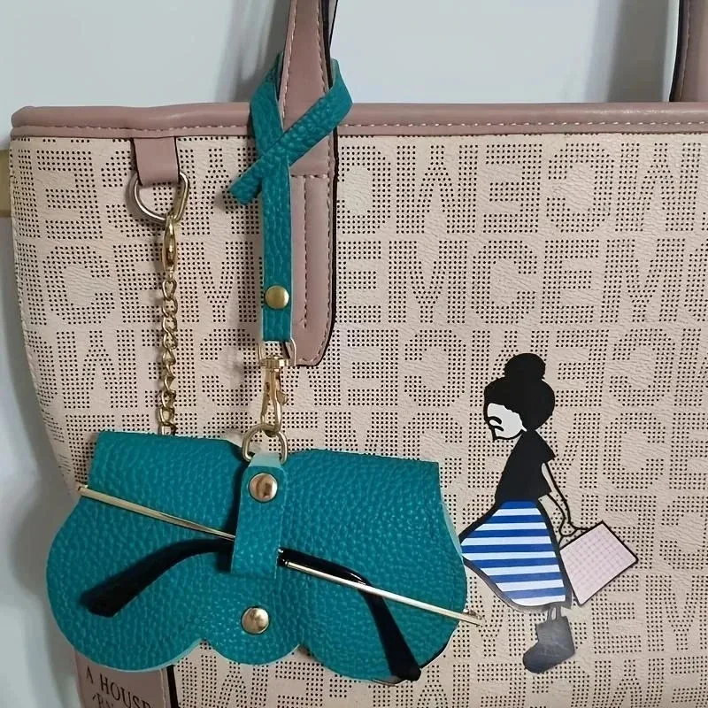 Embossed leather glasses case, cute sunglasses hanger, reading glasses, portable travel storage bag