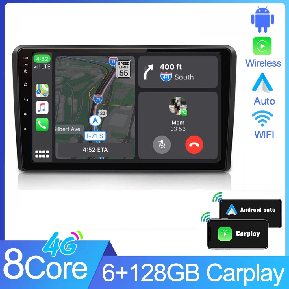 

9-дюймовый DSP стерео для Audi A3 8P S3 2003 -2013 Android 13 автомобильный мультимедийный плеер головное устройство RS3 радио GPS навигация Mirror link