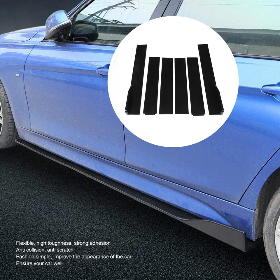 6-Piece Universal Car Side Skirt Kit – ABS Plastic, Gloss Black, Adjustable Length (2m), Anti-Scratch