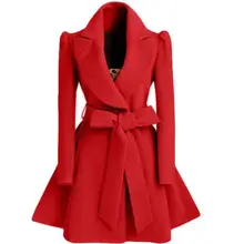 

Large Size Women's Winter Woolen Windbreaker Overcoat Jacket Red long Tunic Slim-fit Windbreaker Overcoat Fashion Ladies Coats