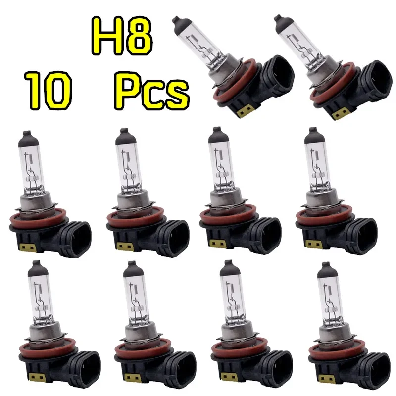 10Pcs H8 할로겐 램프 투명 석영 자동차 전구 12V35W 안개 램프 3200K 자동차 헤드 라이트 전구 55W 자동차 조명 소스 도매