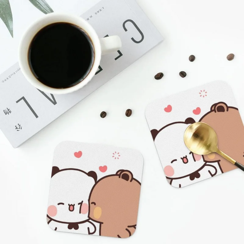 

Bubu Dudu Coasters PVC Leather Placemats Waterproof Insulation Coffee Mats for Decor Home Kitchen Dining Pads Set of 4
