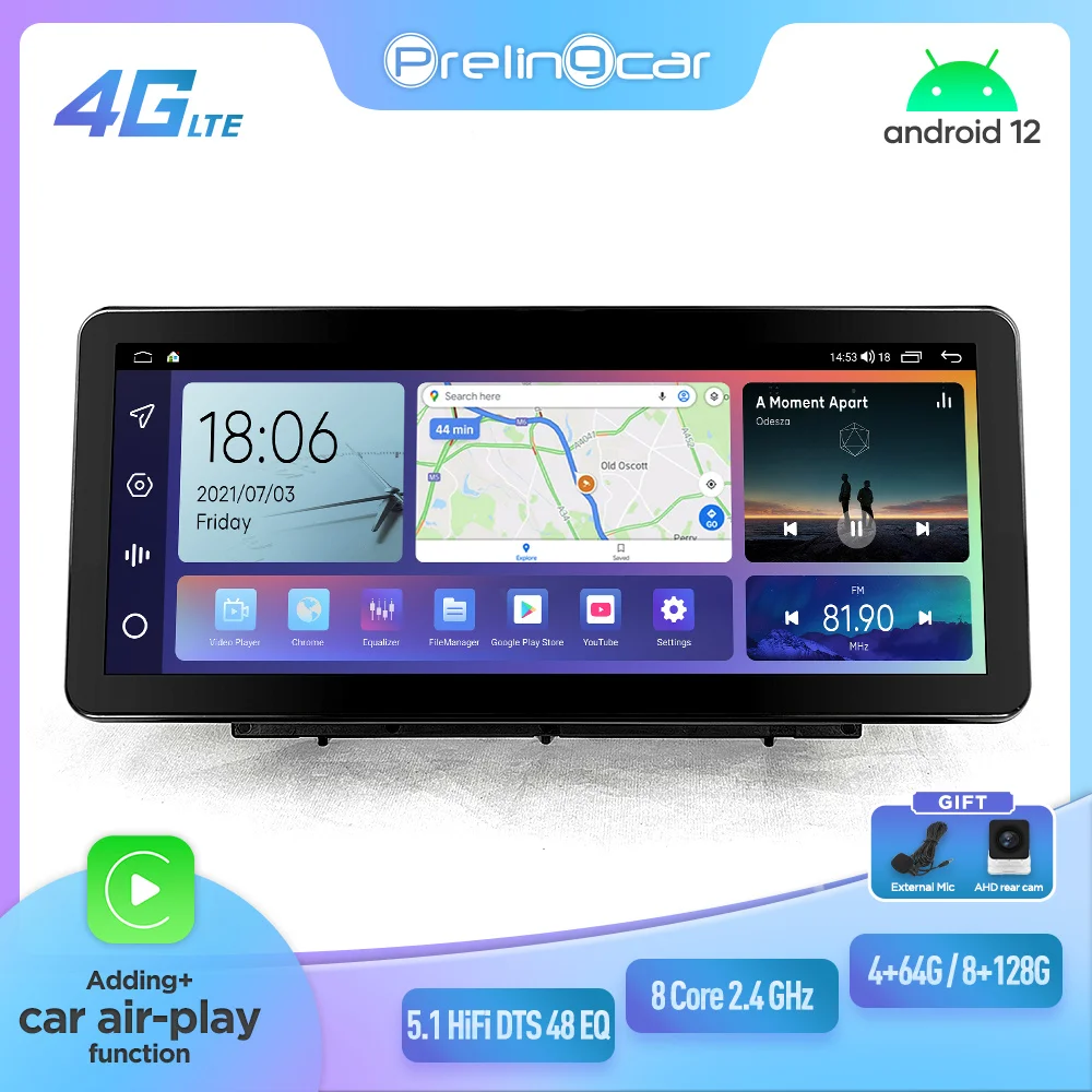 

12,3 "для Honda INSPIRE Accord 2018-2022 Android 12 автомобильный монитор 128G Carplay RDS GPS Встроенный 2din Радио DVD плеер 5,1 DST