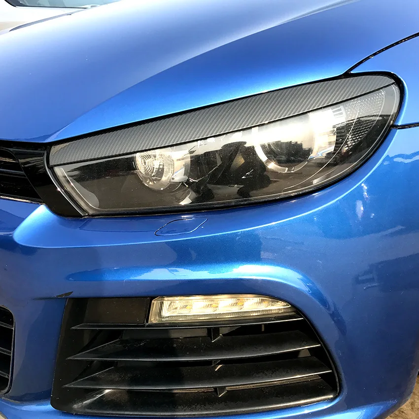 

Наклейка на автомобильные фары в полоску с царапинами для VW Volkswagen Scirocco 2008-2017, черные глянцевые декоративные крышки, пластиковые аксессуары