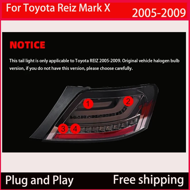 【REIZ】ALL LED TAIL LAMP Ver.2STD LED Tail Lights For Toyota Mark X / Reiz 2013-2019 Smoked Rear