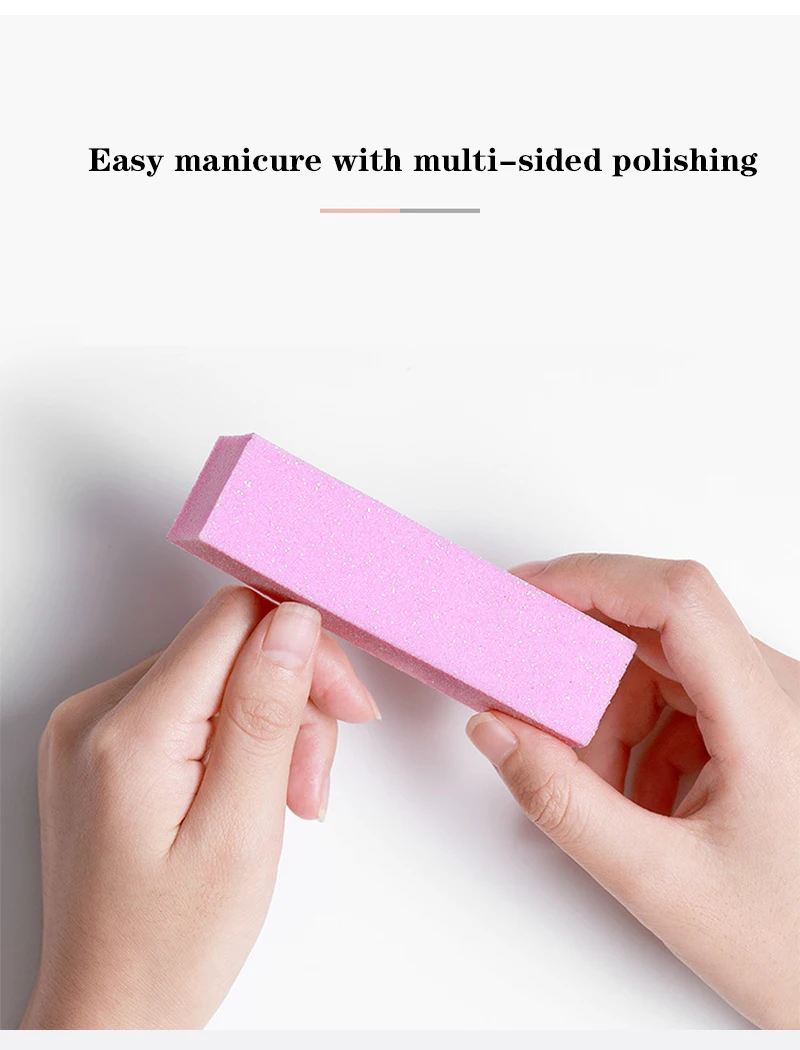Rosa Polier- und Schleifblock für Pediküre und Maniküre, Nagelpflege-Schwamm, Nagelkunst-Puffer, Schleif- und Polierwerkzeug, Schonende Nagelpflege-Tools – Detail 2