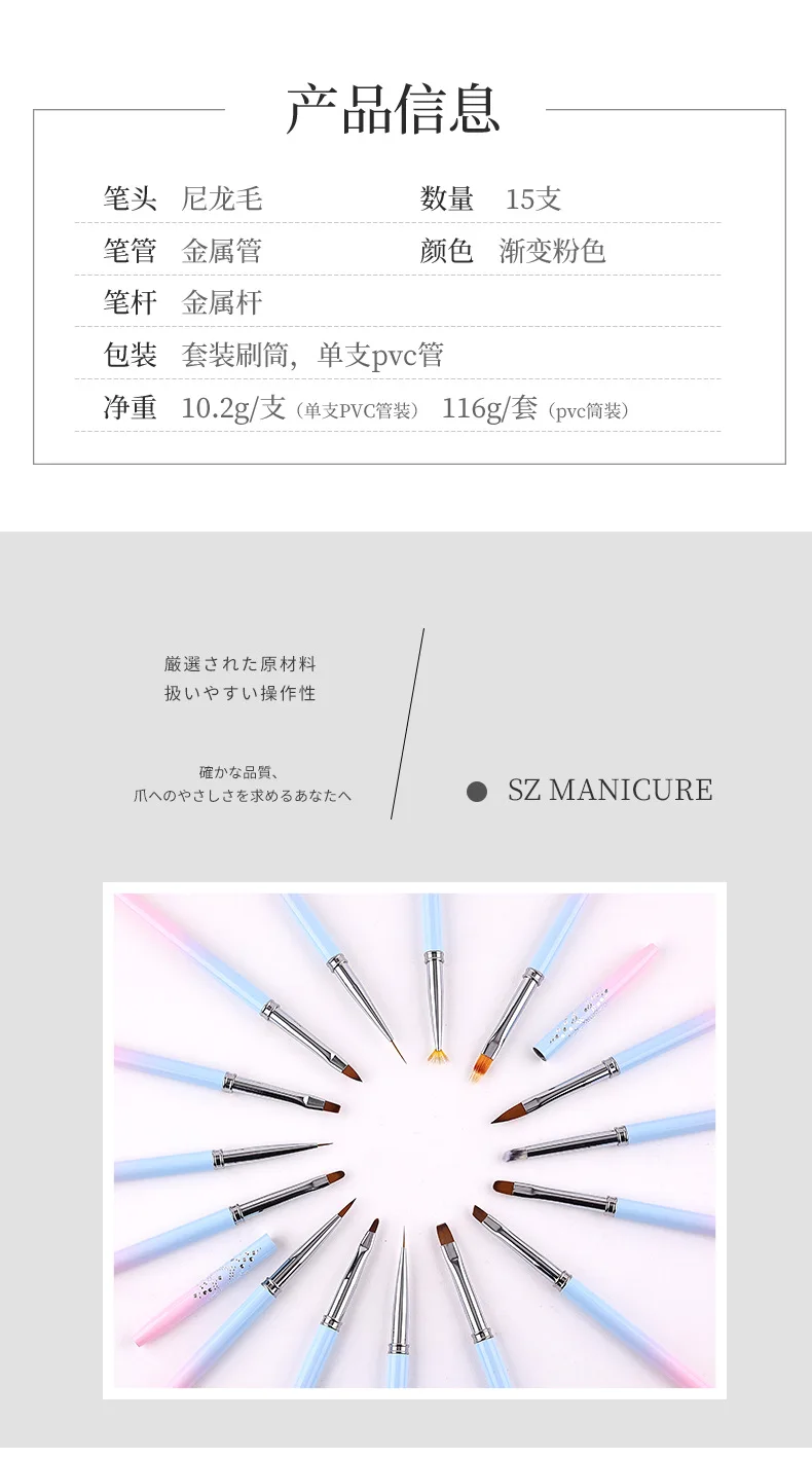 Description Picture 5 of itemNail Art Stripes Lines Brushes DIY Painting Flower Brush Powder Acrylic UV Gel Drawing Pen Dotting Tools Manicure Nail Brushes