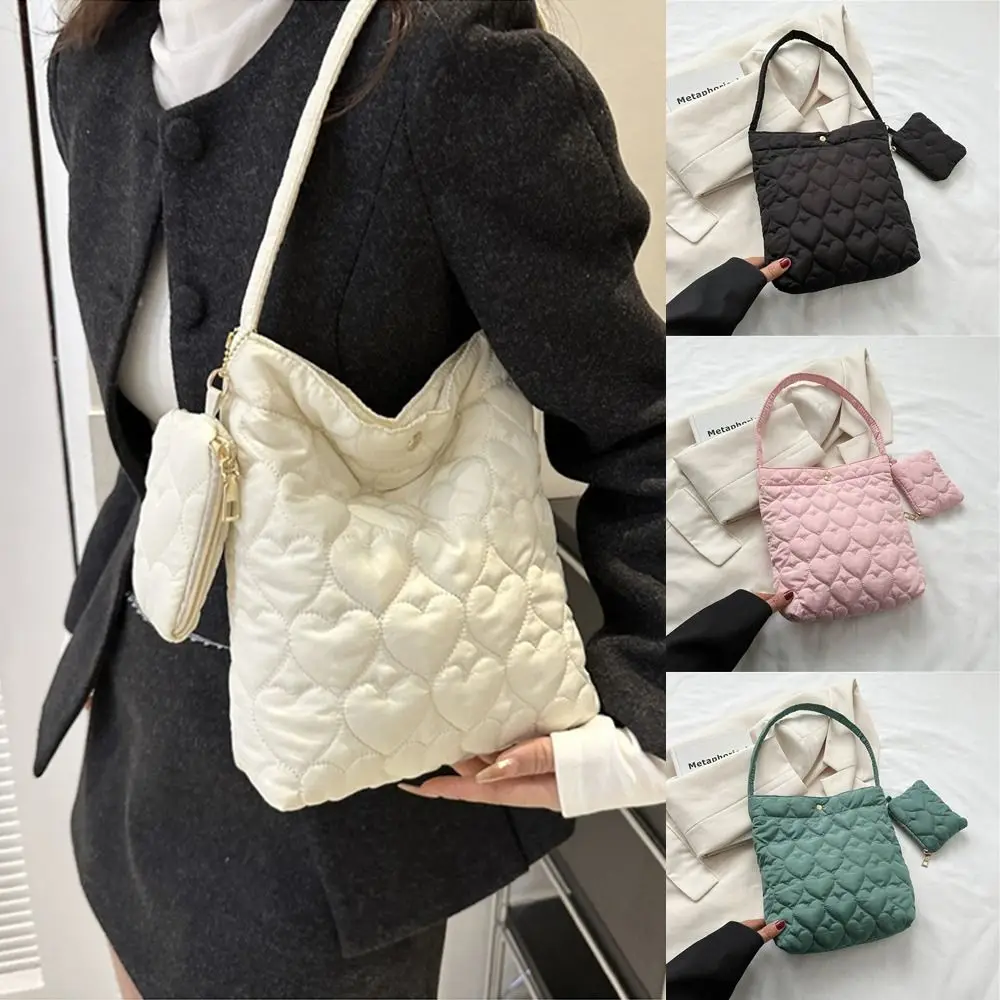 

Down Cotton Padded Shoulder Bags Casual Large Capacity Quilted Shopping Bags Solid Color Handbags Women Girls
