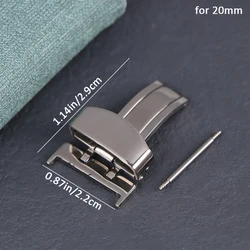 Premium Stainless Steel Butterfly Deployment Watch Strap Clasp with Folding Button Closure (20mm)