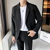 Men's Casual Blazer Jacket Classic Fashion Korean Loose Drape Business Formal Dress Jacket Spring Man Clothes Black Gray Khaki 1