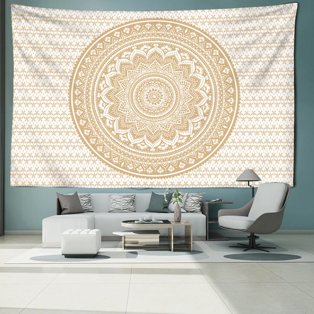 Tapisserie murale suspendue Mandala rayée, sorcellerie psychédélique abstraite, bohème Hippie Tapiz, décoration de salon et de maison 4