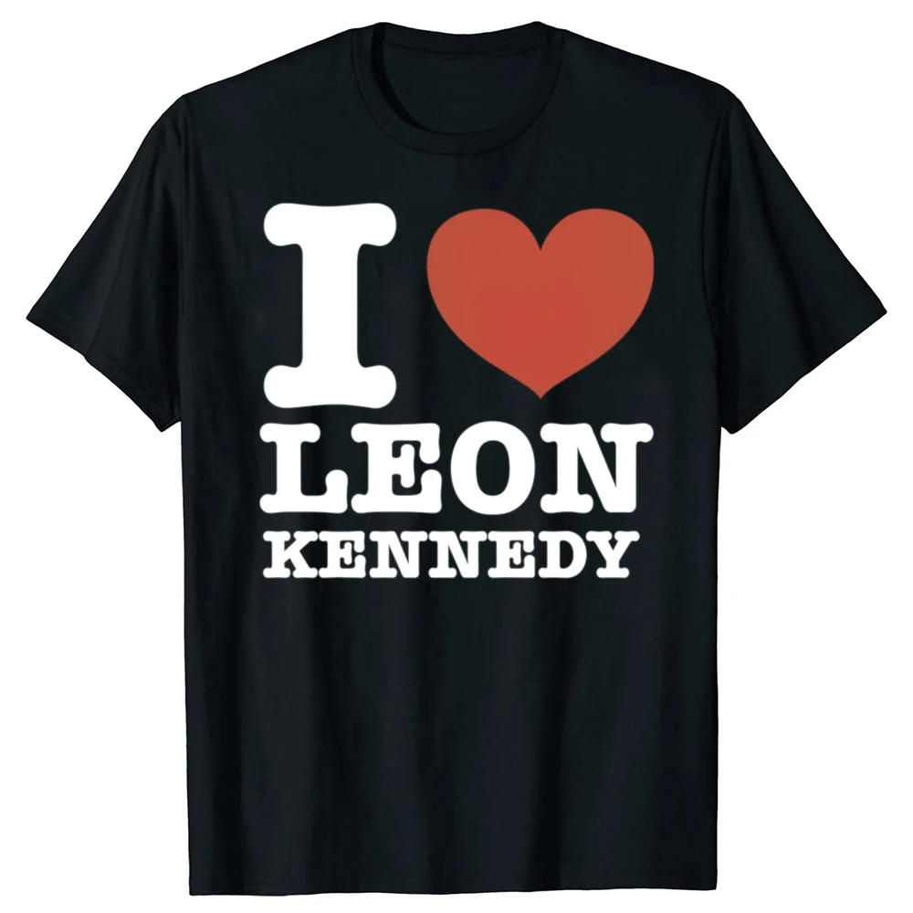 Lustiges I Heart Leon Kennedy Unisex-T-Shirt aus reiner Baumwolle, Streetwear, Humor-T-Shirt, lockere Passform, Kleidung für Männer und Frauen, kurze Ärmel